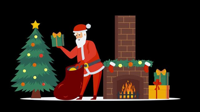 4K Colorful Animated Christmas Santa Claus Footage | Festive Santa Claus 4K Animation | Vibrant Christmas Holiday Motion Clip | Colorful Xmas Santa Celebration Loop | Bright Merry Christmas Santa 