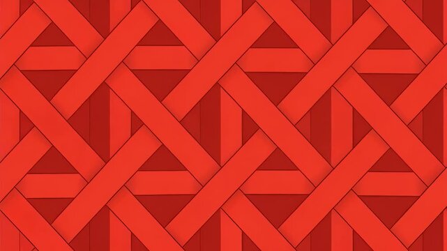 Seamless red geometric pattern with woven stripes for backgrounds