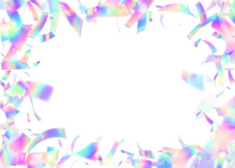 Anniversary Confetti. Carnaval Background. Pink Art Burst. Isolated Tinsel. Laser Iridescent Illustration. Falling Flag. Hologram Ribbon. Glare Sparkle. Blue Anniversary Confetti