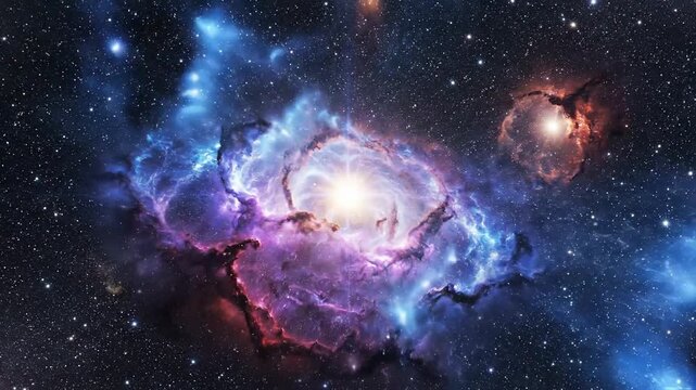 Cosmic nebula swirls vibrant colors and celestial forms