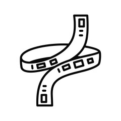 Black and white icon of a flexible led strip light measuring tape