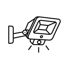 Outline icon of a wall mounted floodlight or security light isolated on