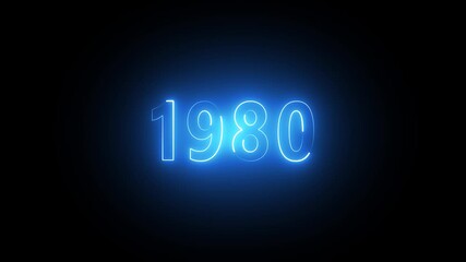 1980 blue neon numbers glowing against a black background year retro - Powered by Adobe