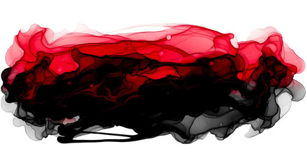 Fototapeta premium Abstract art featuring a blend of red and black ink on a white background design