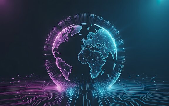 Digital Globe with Network Lines and Circuit Board Pattern technology earth