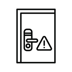 Door handle lock warning icon concept for security alert