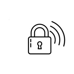 Outline icon of a wireless security lock symbol isolated on