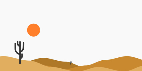 Cactus and Sand Dunes Desert Artwork 