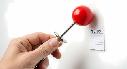Effective to-do list pinned with a modern, minimalist red pushpin, perfect for time management, planning, and boosting productivity in a clean organized space