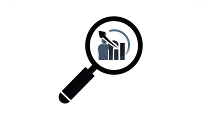 Magnifying Glass Focusing on Business Growth and Performance.