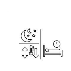 Line icon set for sleep temperature control and nighttime rest