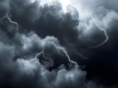 Dramatic Storm Clouds with Intense Lightning Strikes
