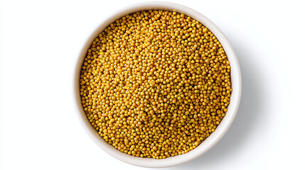A bowl filled with golden mustard seeds, a culinary delight