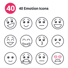 40 Emotion Icons Depicting A Variety Of Facial Expressions And Feelings Keywords: emotion icon, smiley
