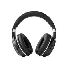 Headphones Dark over-ear headphones, padded, silver accents, isolated on a black background