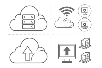 Cloud Computing Icons Server Data Storage Network Connection Icons wifi