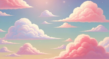 Obraz premium Soft Pink and Blue Clouds in a Serene Sky at Sunset for Tranquil Atmosphere