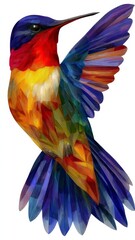 Obraz premium Vibrant hummingbird illustration with a mix of bright colors and intricate textures showcasing its feathers