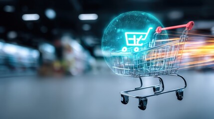 Innovative shopping experience digital marketplace e-commerce visualization modern retail environment dynamic perspective future shopping trends