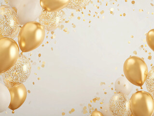 gold balloons background. Parties. Confetti. luxury