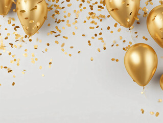 gold balloons background. Parties. Confetti. luxury