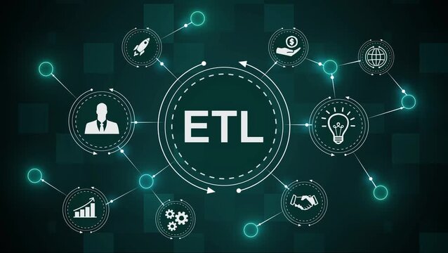  Extract Transform Load process motion graphic. ETL process concept animation.