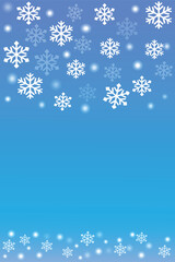Winter Snowflake Background with Gradient Blue Sky