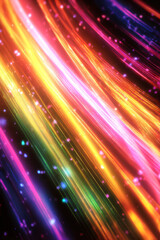 Sparkling, vivid light. Rays. Beams. Black background.