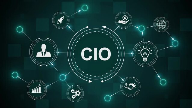 CIO Chief Information Officer Concept Animation on a technology background.