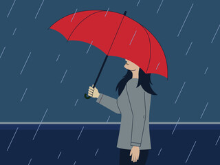 Woman with Red Umbrella (Rain)