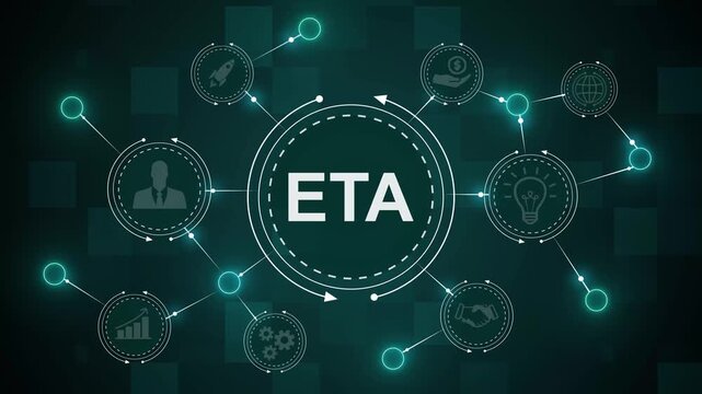 ETA Estimated Time of Arrival Business and Process Tracking Concept Animation.