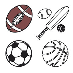 Sports Balls and Equipment Including Football Baseball Bat Soccer Ball Keywords: sports, ball