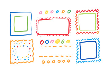 Colorful hand drawn doodle frames and borders vector