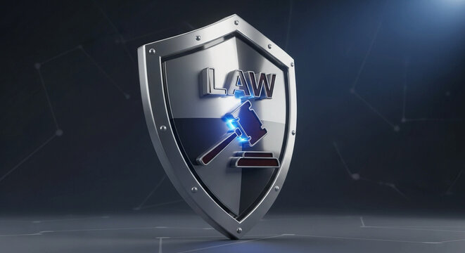 Protecting justice with law shield and gavel for security and legal services now