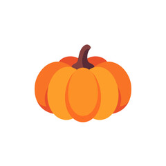 Whole orange pumpkin squash vegetable with stem, isolated flat style vector illustration
