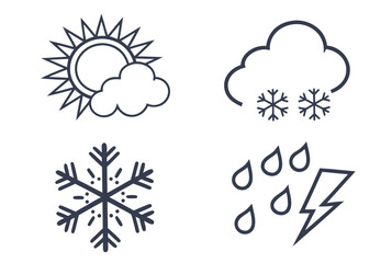 Weather Icons Sun Cloud Snow Rain Lightning vector illustration