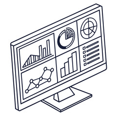 Computer Monitor Displaying Multiple Data Analysis Charts screen