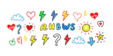 Colorful Hand Drawn Icons With Transparent Background 13