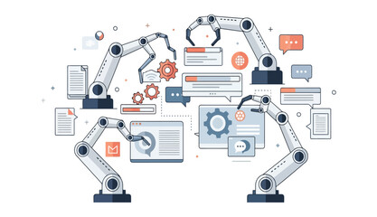 Automation process system with robotic arms working on data management