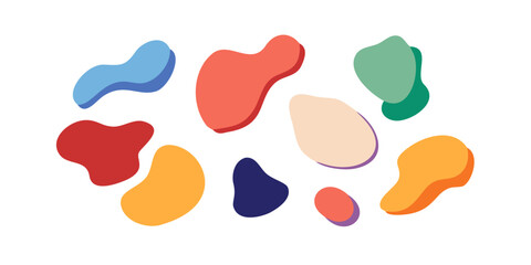 Colorful organic blob shapes on transparent background