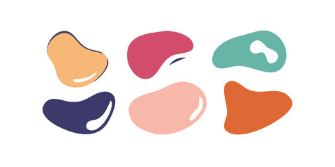 Colorful organic blob shapes on black background abstract