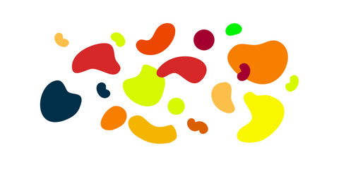 Colorful organic shapes on black background abstract