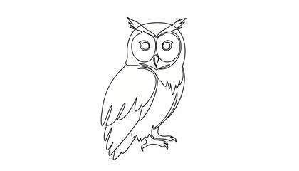 Fototapeta premium Elegant owl illustration crafted with single line art for minimalist designs