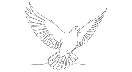 Obraz premium Elegant flying dove in minimalist line art style symbolizing freedom and hope