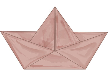 Illustration of a paper boat in watercolor