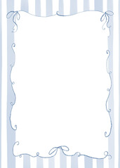 Christmas abstract frame with blue stripes. Hand drawn illustration for design, print, fabric or background.