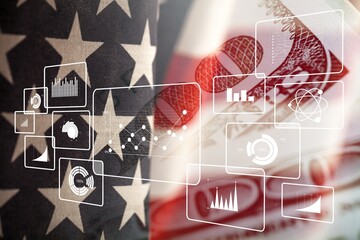 US tariff rate, business graph and banknote