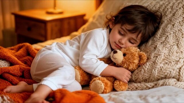 Toddler Hugging Teddy Bear Comfort Security Emotional