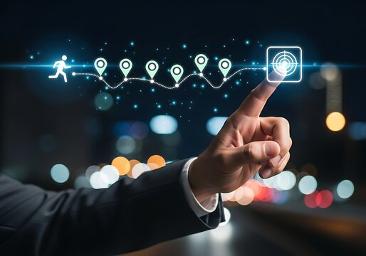 Businessman s finger activates digital journey with fingerprint scan for secure access