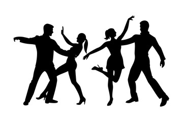 Couple dancing in a minimalist style on white background